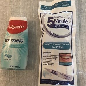 Natural white 5 minute whitening and Colgate whitening toothpaste new
